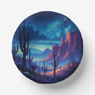 The Desert at night southwestern  Paper Plate