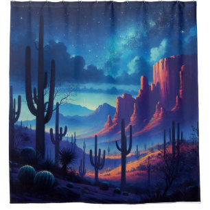The Desert at night southwestern Shower Curtain