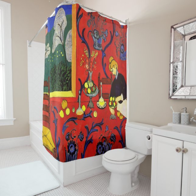 The Dessert: Harmony in Red (The Red Room) Matisse Shower Curtain (In Situ)