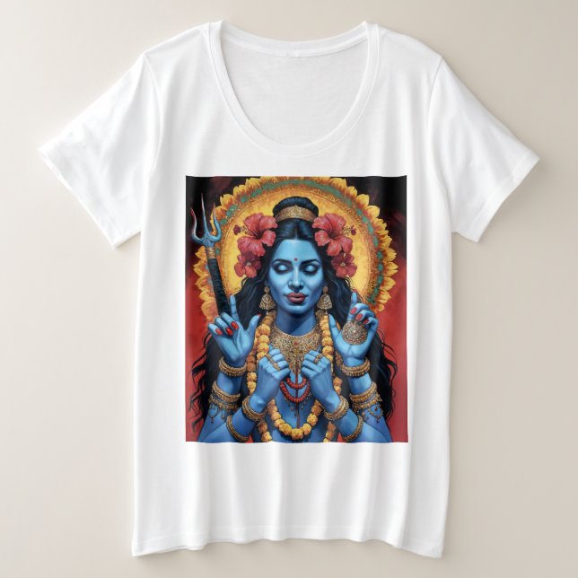 The Destroyer of Evil Goddess Kali Plus Size T-Shirt (Design Front)
