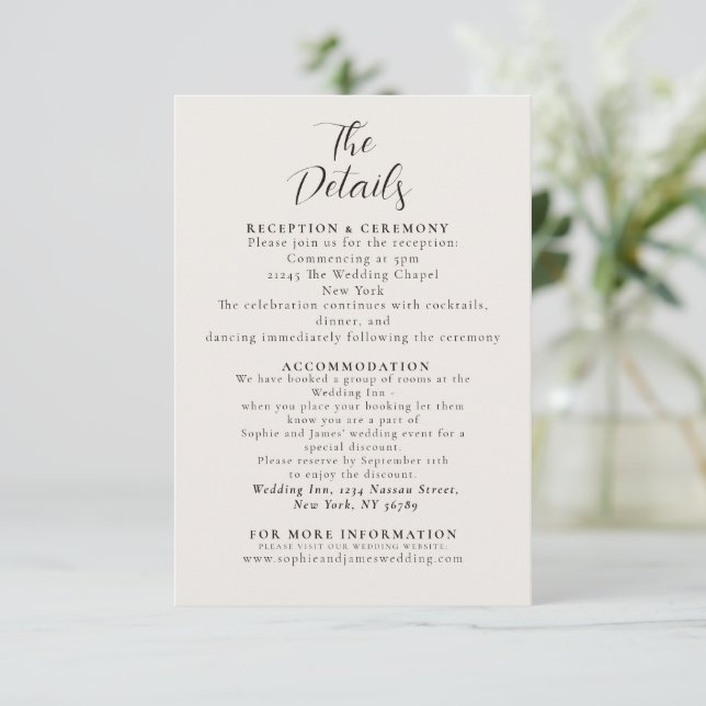 The Details | Minimalist Wedding Enclosure Card (Standing Front)