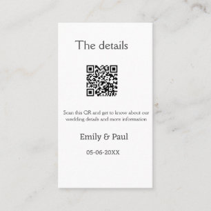 The details wedding website scan QR add couple nam Business Card