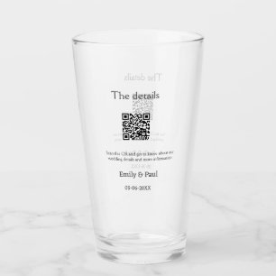 The details wedding website scan QR add couple nam Glass