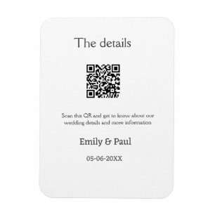 The details wedding website scan QR add couple nam Magnet