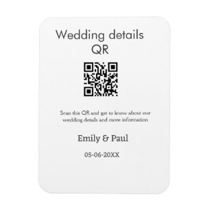 The details wedding website scan QR add couple nam Magnet