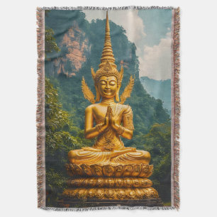 The Devata in Golden Light Throw Blanket