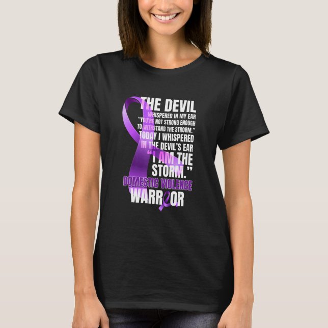 The Devil Domestic Violence Awareness Support Ribb T-Shirt (Front)