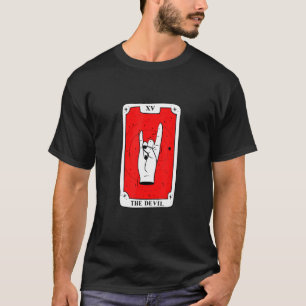 The Devil Tarot Card Heavy Metal Hand Sign Goth T-Shirt