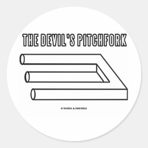 The Devil's Pitchfork (Optical Illusion) Classic Round Sticker