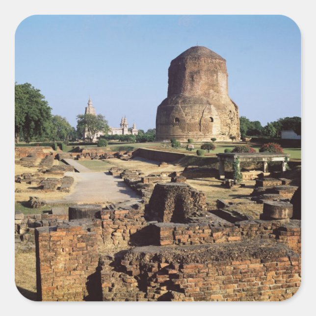 The Dhamekh stupa, c.500 AD Square Sticker (Front)