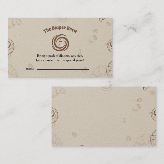 The Diaper Brew Coffee Cinnamon Roll Raffle Enclosure Card (Front/Back)