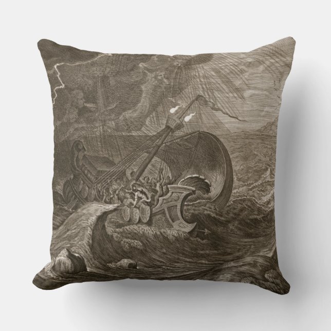 The Dioscuri Protect a Ship, 1731 (engraving) Cushion (Front)