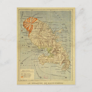 The Disaster of Saint Pierre Map of Martinique Postcard