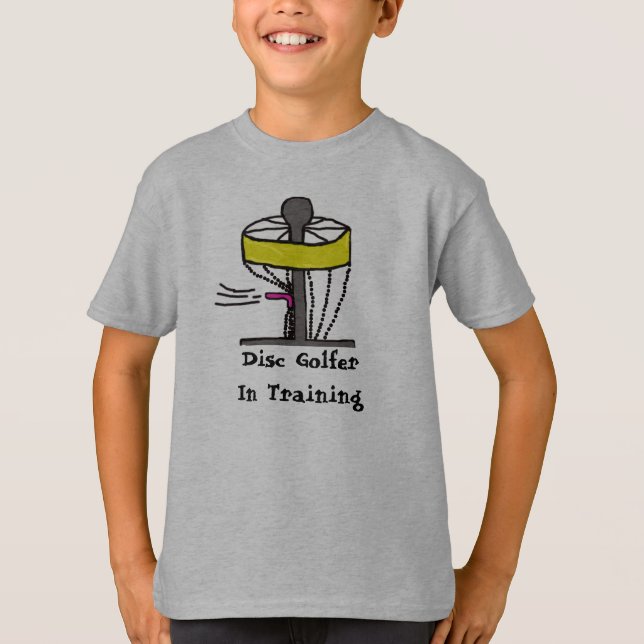 The Disc Golfer in training kids shirt (Front)