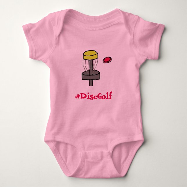 The #DiscGolf baby girl onsie Bodysuit (Front)