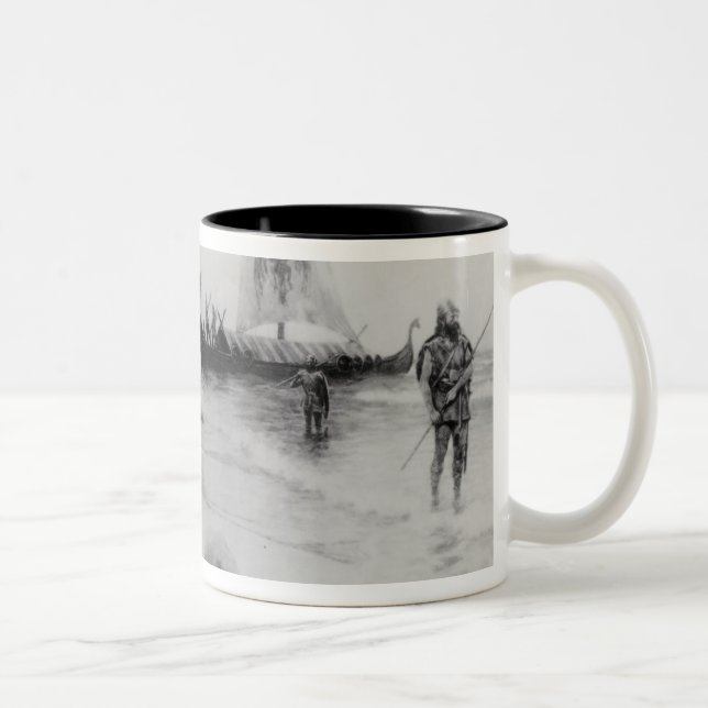 The Discovery of America by Leif Eriksson Two-Tone Coffee Mug (Right)