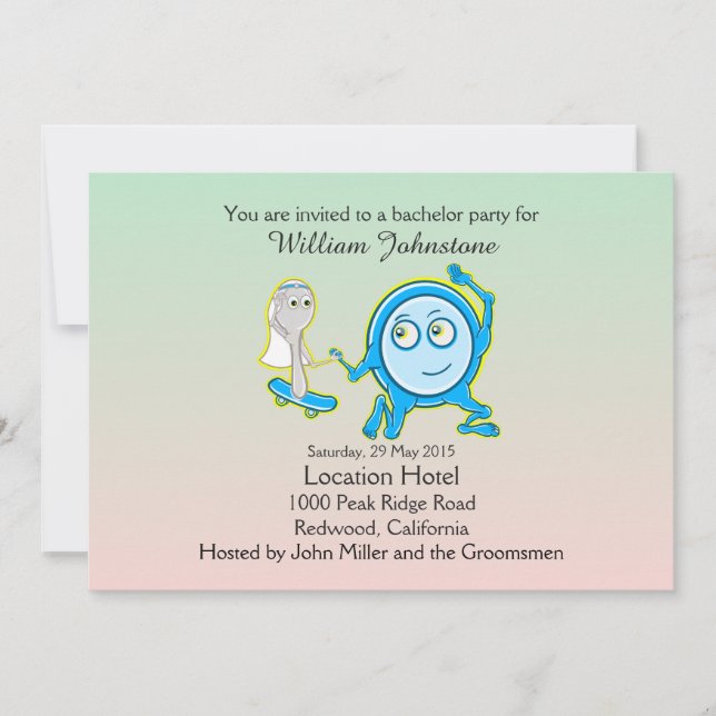 The Dish Ran Away With The Spoon Bachelor Party Invitation (Front)