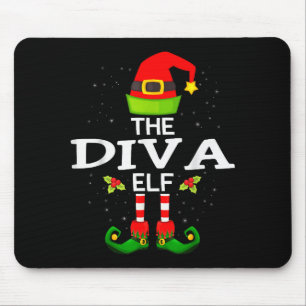 The Diva Elf Christmas Family Matching Pajama  Mouse Pad