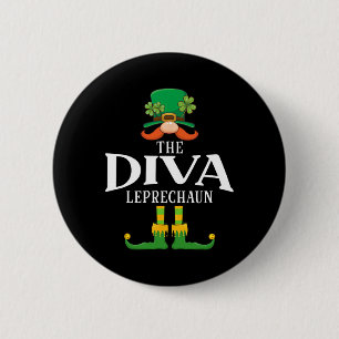 The Diva Leprechaun St Patricks Day Matching 6 Cm Round Badge