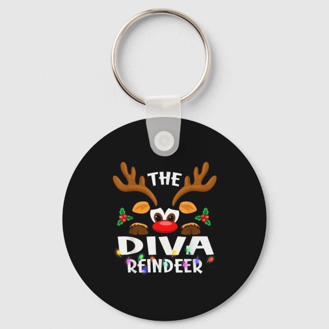 The Diva Reindeer Christmas Men Women  Key Ring (Front)