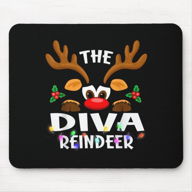 The Diva Reindeer Christmas Men Women  Mouse Pad (Front)