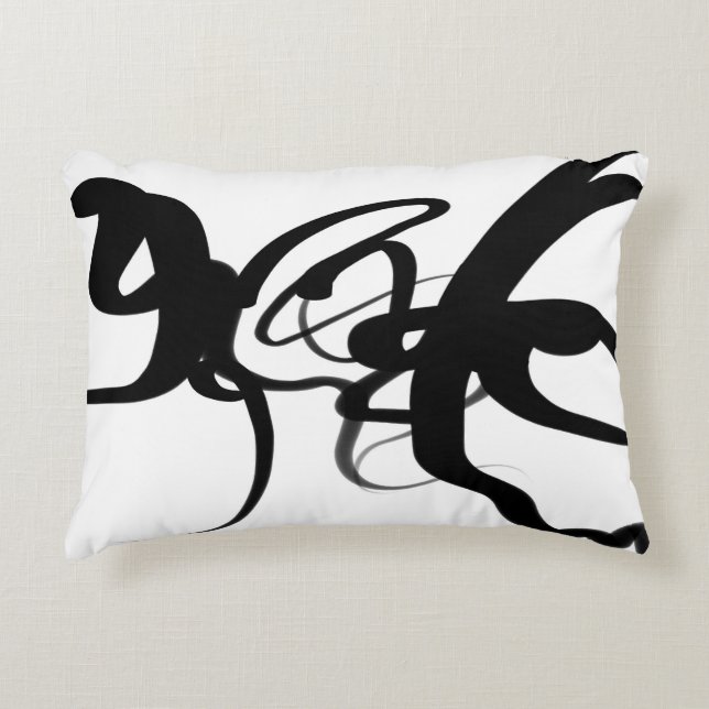 The Divers: Abstract Black & White Decorative Cushion (Front)