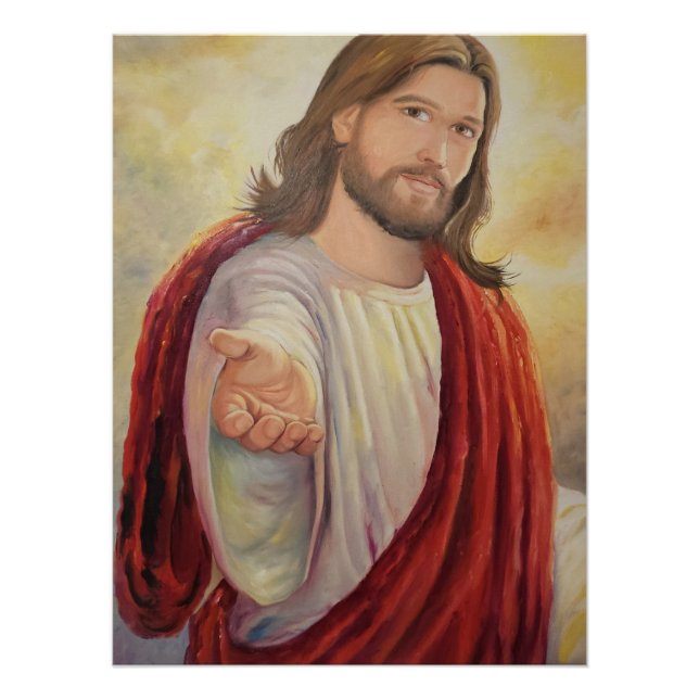 The Divine Invitation: Jesus Reaching Out Poster (Front)