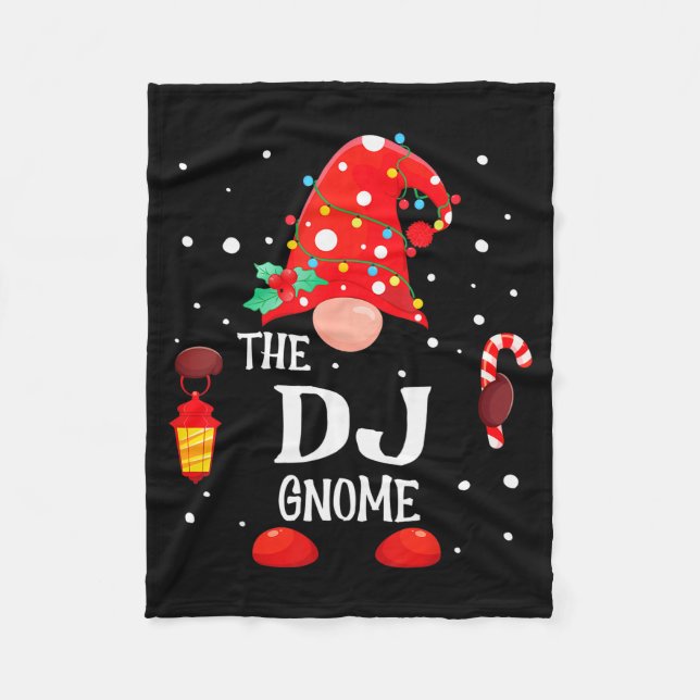 The Dj Gnome Matching Family Christmas Gnome Pajam Fleece Blanket (Front)