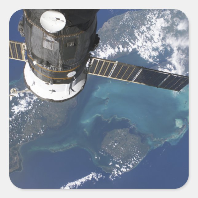 The docked Progress 22 spacecraft Square Sticker (Front)