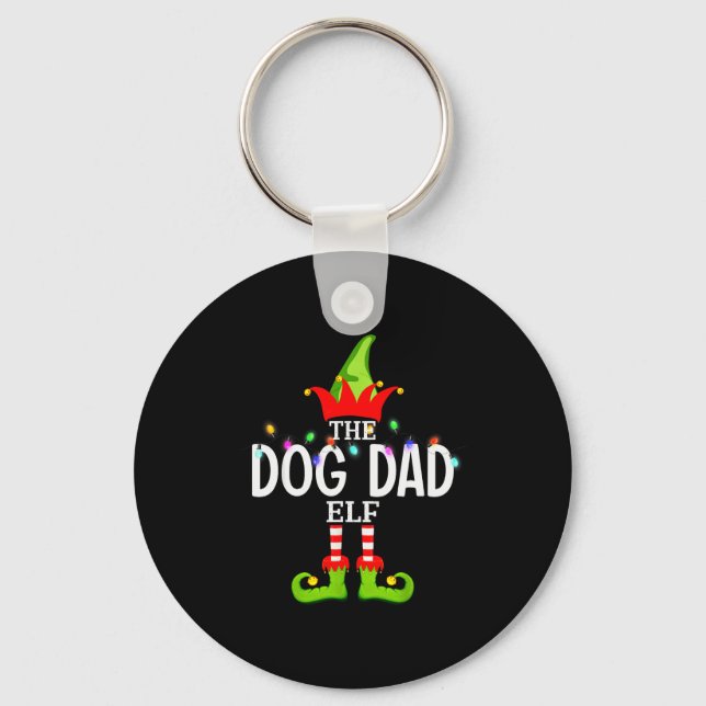 The Dog Dad Elf Christmas Matching Pajamas Men Wom Key Ring (Front)