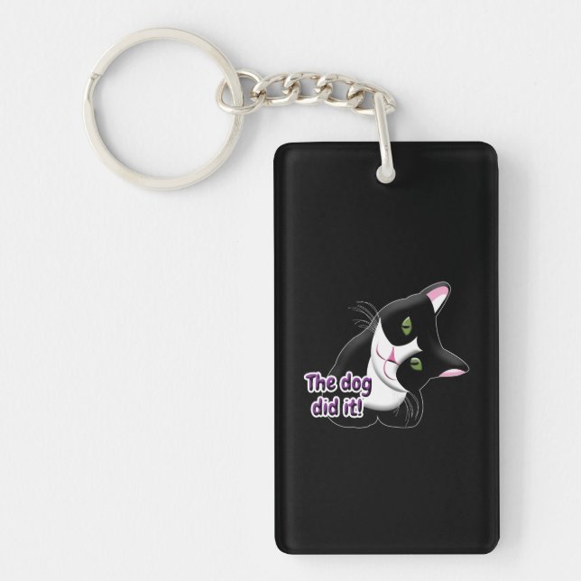 The dog did it Cat Key Ring (Front)