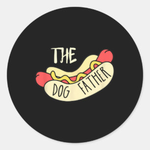 The Dog Father Bbq Hot Dog Dad Father's Day Grill Classic Round Sticker