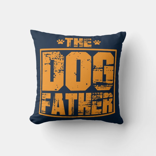 The Dog Father Worn Graphic Cushion (Front)