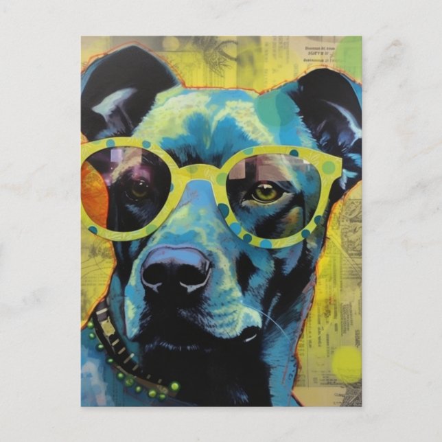 The Dog in Polka Dot Glasses Postcard (Front)