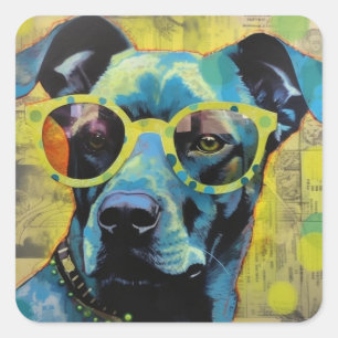 The Dog in Polka Dot Glasses Square Sticker