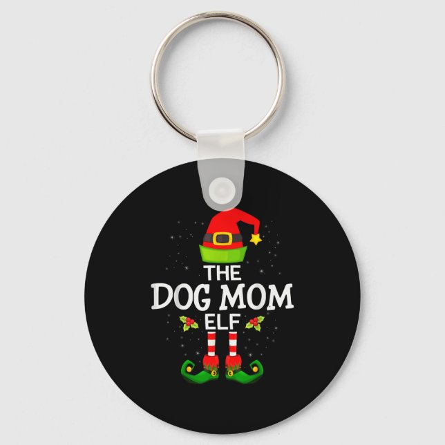 The Dog Mom Elf Christmas Family Matching Pajama M Key Ring (Front)