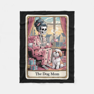 The Dog Mum Skeleton Tarot Card Funny Pet Lover 1 Fleece Blanket