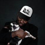 The Dogfather black and white fun saying Trucker Hat<br><div class="desc">Featuring The Dogfather text with paw prints in black and white, this trucker hat is the perfect hat for the dog dad. Although the words are not editable, you can change the colour of the text to whatever you want and make it uniquely yours. Shop now for Father's Day or...</div>