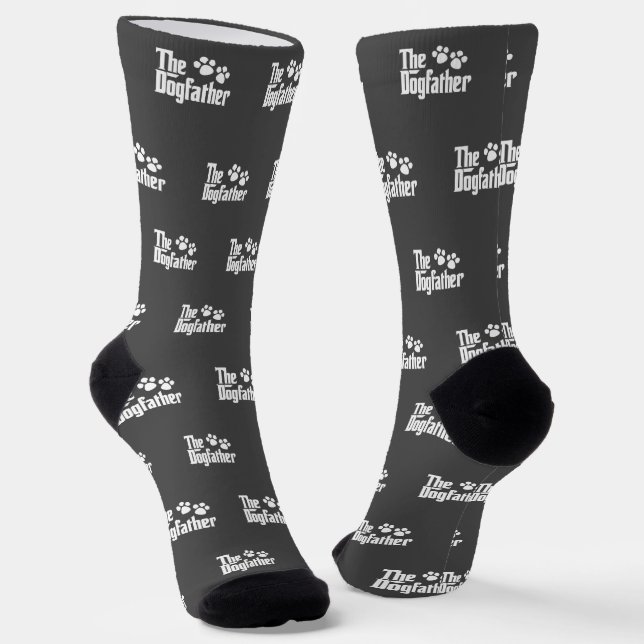 The Dogfather grey and white fun saying novelty Socks (Angled)