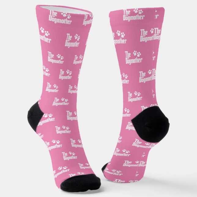 The Dogmother pink and white fun saying novelty Socks (Angled)