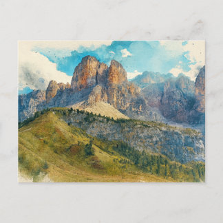 The Dolomites Italy - Watercolor Splash Painting Postcard