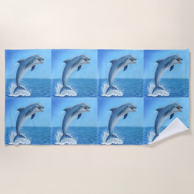 The Dolphin’s Silent Dance Beach Towel (Front)