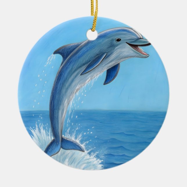 The Dolphin’s Silent Dance Ceramic Tree Decoration (Front)