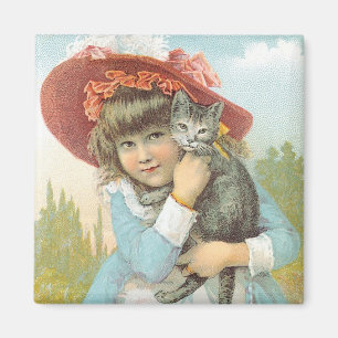 The Domestic SM Co. Girl with Grey Cat Magnet