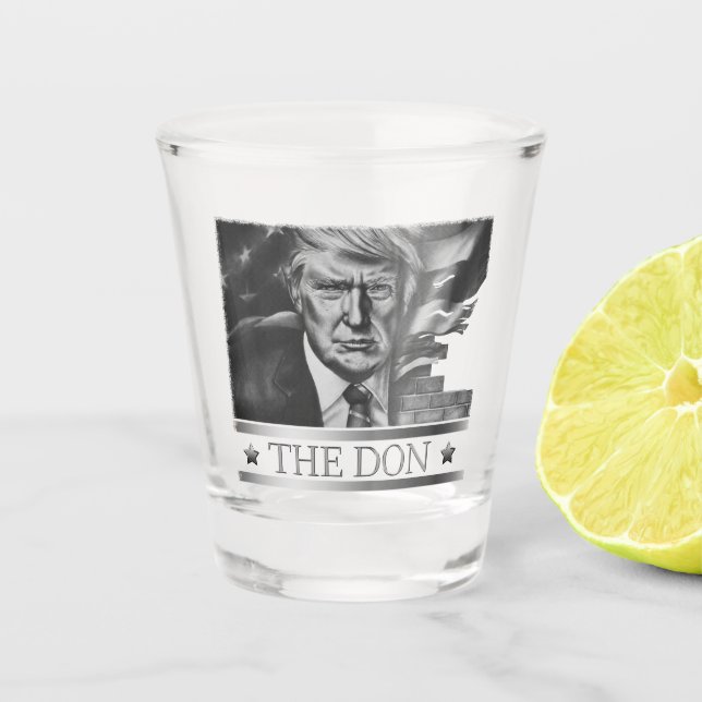 The Don Pencil Drawing Shot Glass (Front)