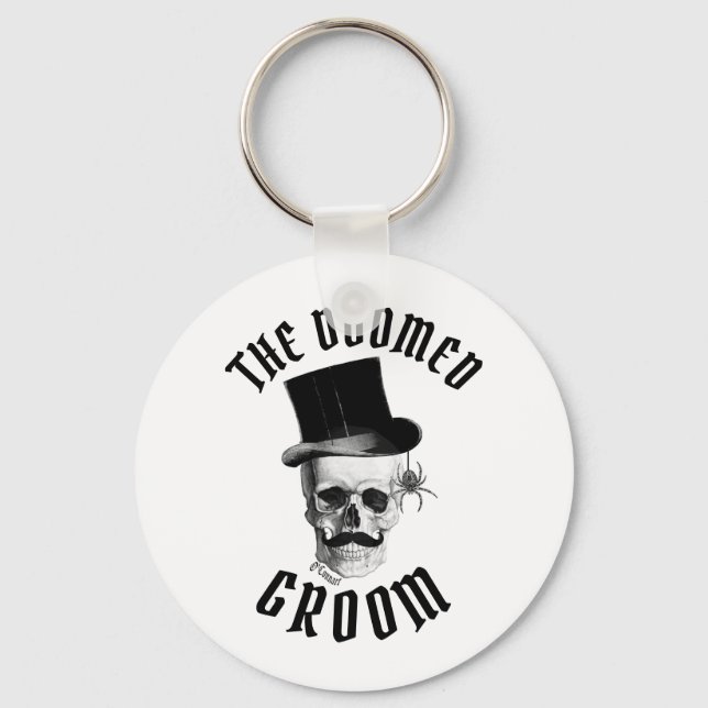 The doomed groom funny Gothic wedding skull  Key Ring (Front)