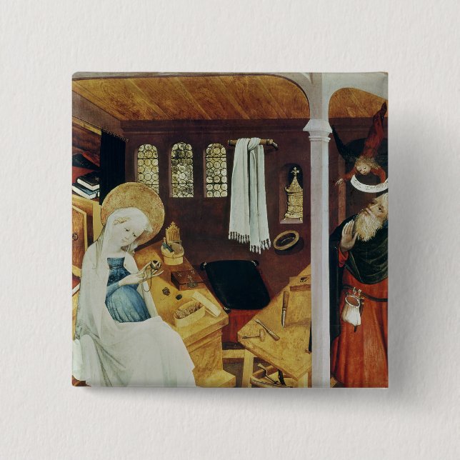 The Doubt of St. Joseph, c.1410-20 15 Cm Square Badge (Front)
