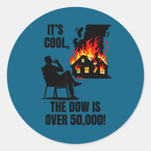 The dow is over 50,000! meme classic round sticker