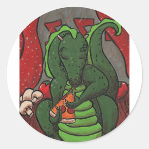 The Dragon and The Pizza Classic Round Sticker