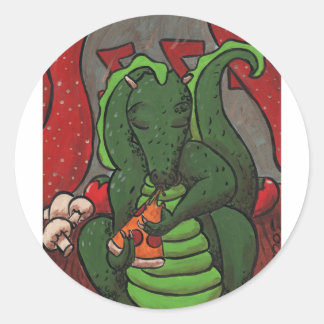 The Dragon and The Pizza Classic Round Sticker